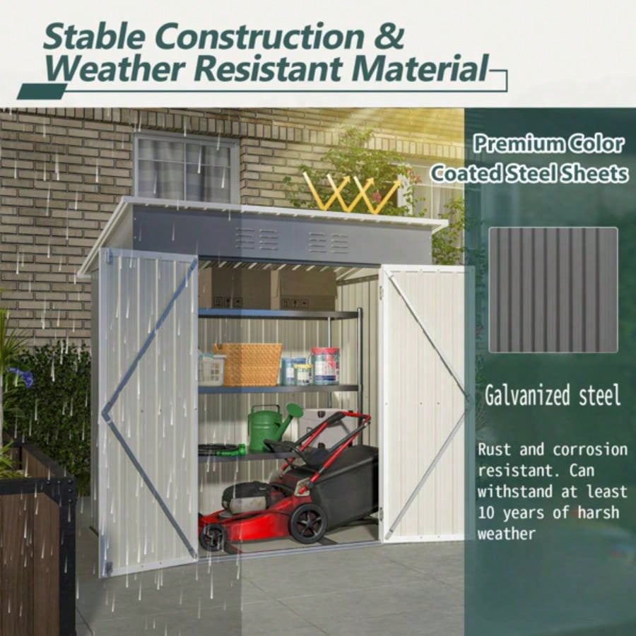 639; 439; Outdoor Metal Storage Shed Garden Tools Lockable Door With Floor Frame