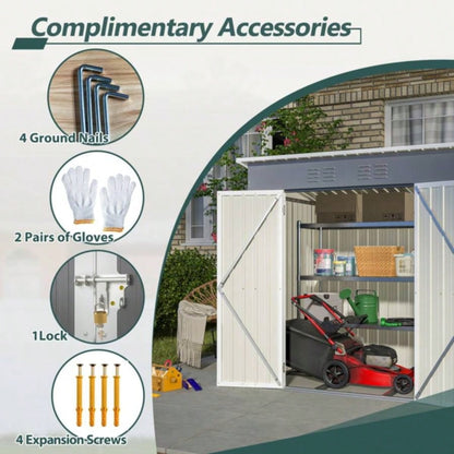 639; 439; Outdoor Metal Storage Shed Garden Tools Lockable Door With Floor Frame