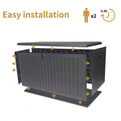 260 Gallon Resin Outdoor Deck Box Waterproof, Large Patio Storage Box with Lockable Storage Containers Patio Furniture Cushions, Pool Accessories, Garden Tools