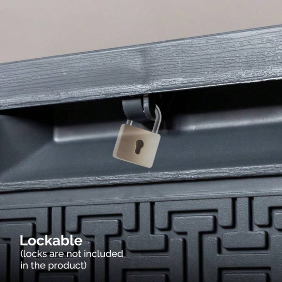 90gal Outdoor Garden Plastic Storage Deck Box Chest Tools Cushions Toys Lockable