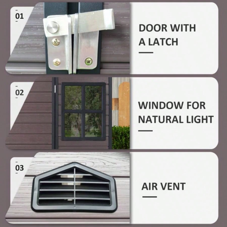 8x 6 ft Resin Outdoor Storage Shed Waterproof Shed with Floor Two Lockable Door, Shed Garden, Patio, Backyard Brown