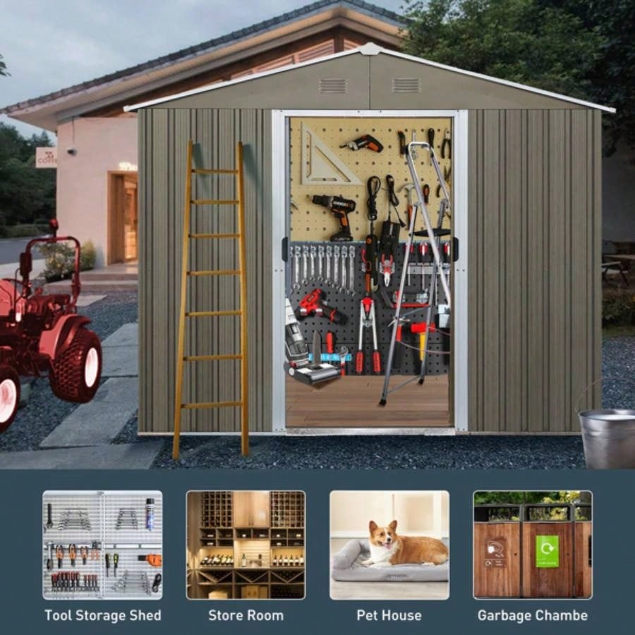 8ftx 6ft Outdoor Metal Storage Shed with Window