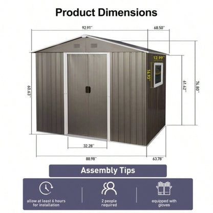 8ftx 6ft Outdoor Metal Storage Shed with Window