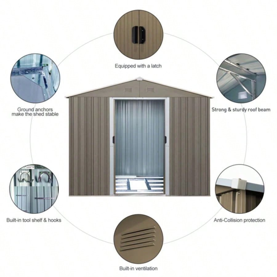 8ftx 6ft Outdoor Metal Storage Shed with Window