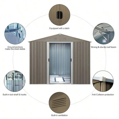 8ftx 6ft Outdoor Metal Storage Shed with Window
