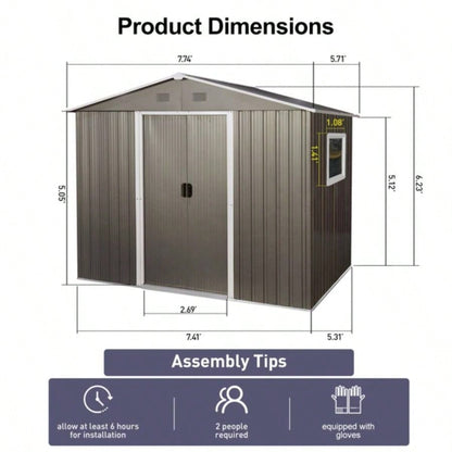 8ftx 6ft Outdoor Metal Storage Shed with Window
