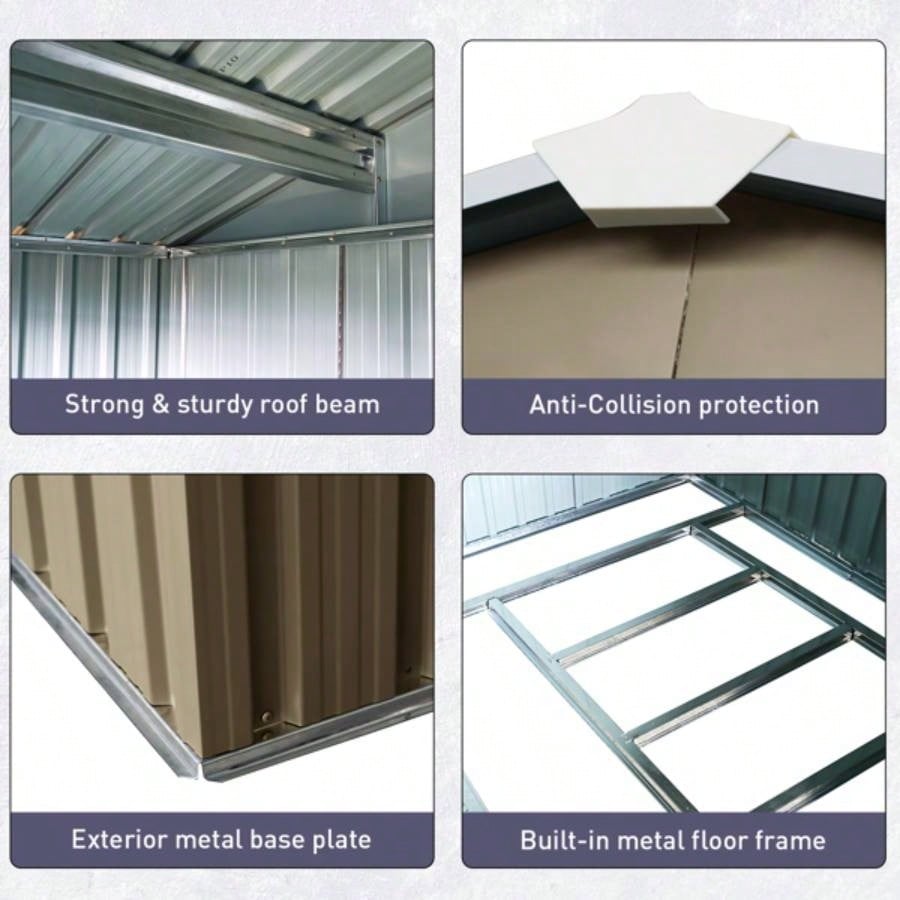 8ftx 6ft Outdoor Metal Storage Shed with Window