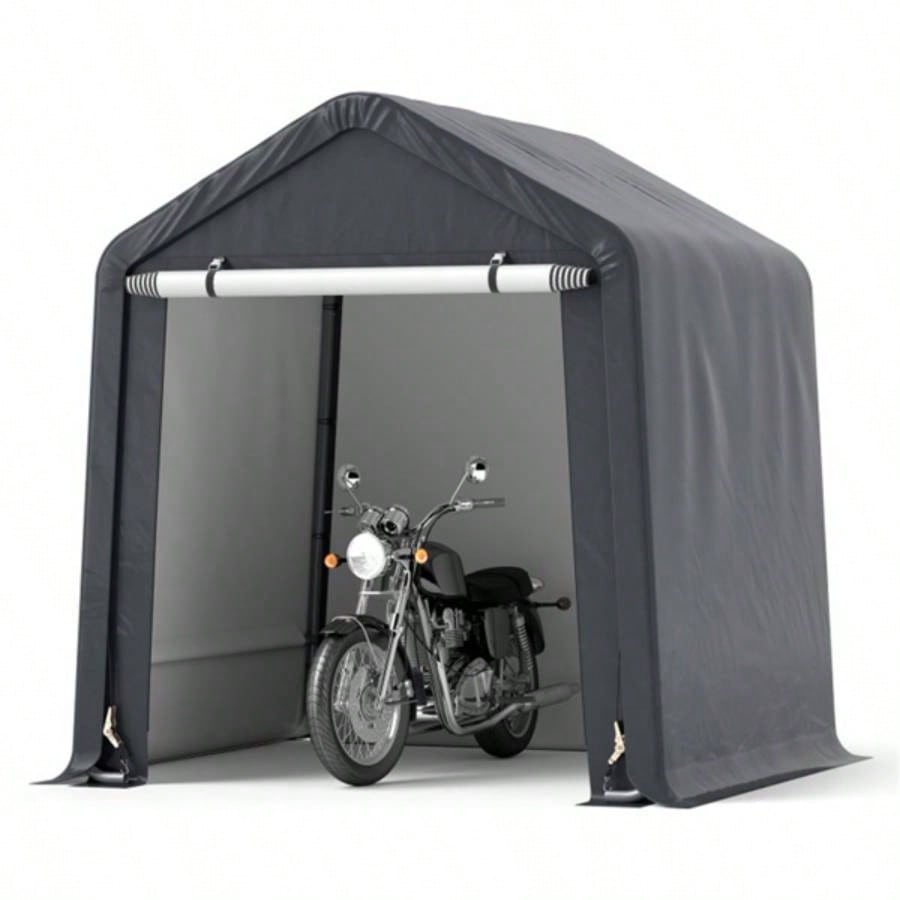 8#39; 6.5#39; Portable Motorcycle Outdoor Storage Shelter, Crafted from 180G PE