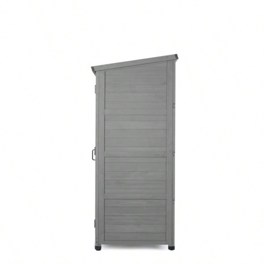 Outdoor Storage Cabinet and Metal Top, Garden Storage Shed, Outdoor 68 Inches Wood Tall Shed Yard and Patio