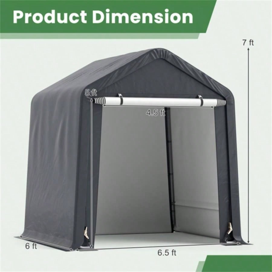 8#39; 6.5#39; Portable Motorcycle Outdoor Storage Shelter, Crafted from 180G PE