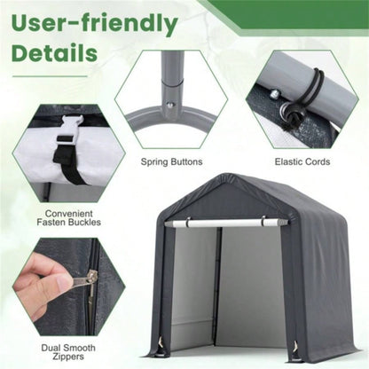 8#39; 6.5#39; Portable Motorcycle Outdoor Storage Shelter, Crafted from 180G PE
