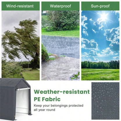 8#39; 6.5#39; Portable Motorcycle Outdoor Storage Shelter, Crafted from 180G PE