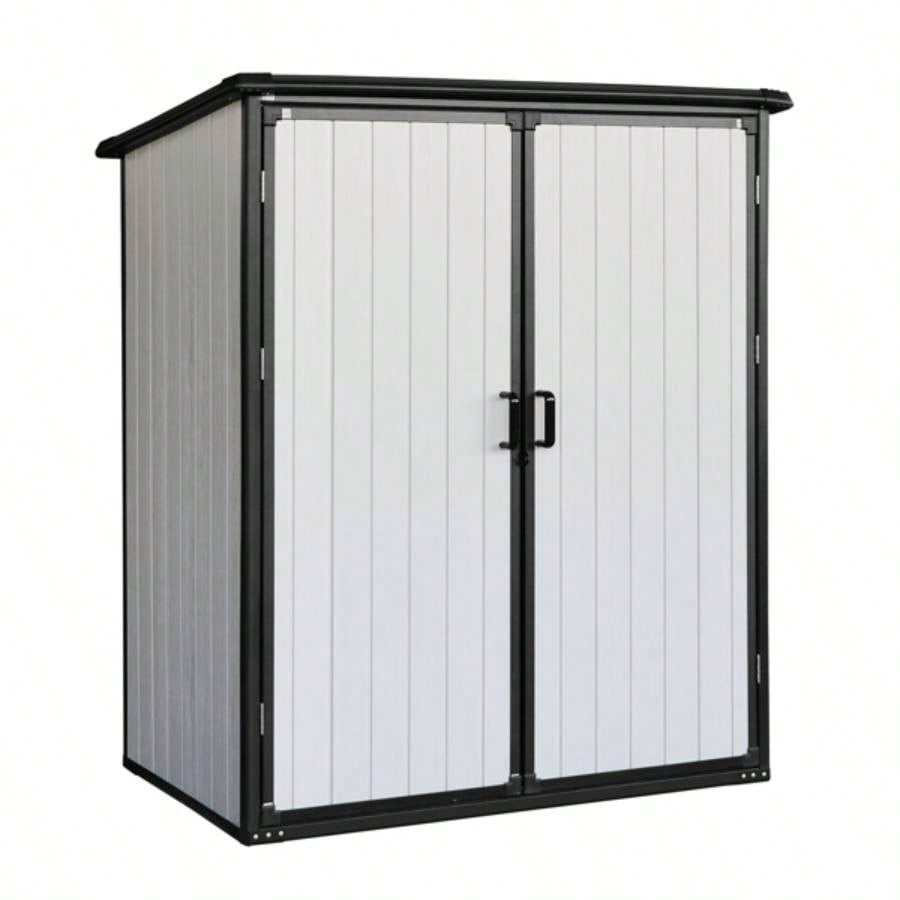 5x3FT Outdoor Storage Shed Waterproof Resin Cabinet with Lockable Doors Bikes and Patio Furniture