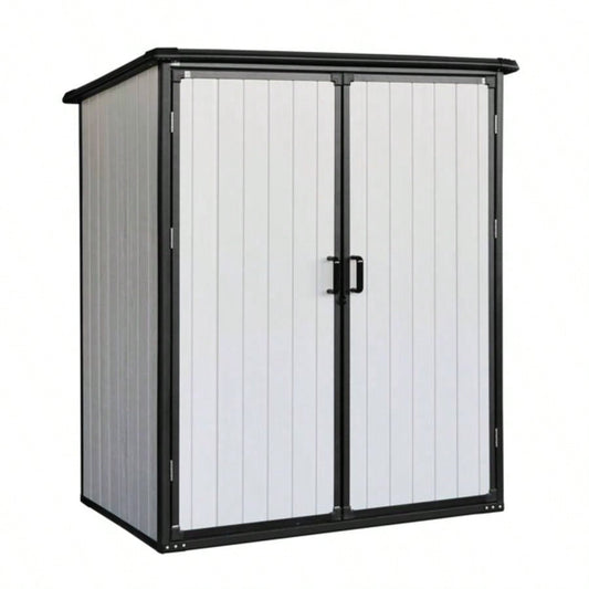 5x3FT Outdoor Storage Shed Waterproof Resin Cabinet with Lockable Doors Bikes and Patio Furniture