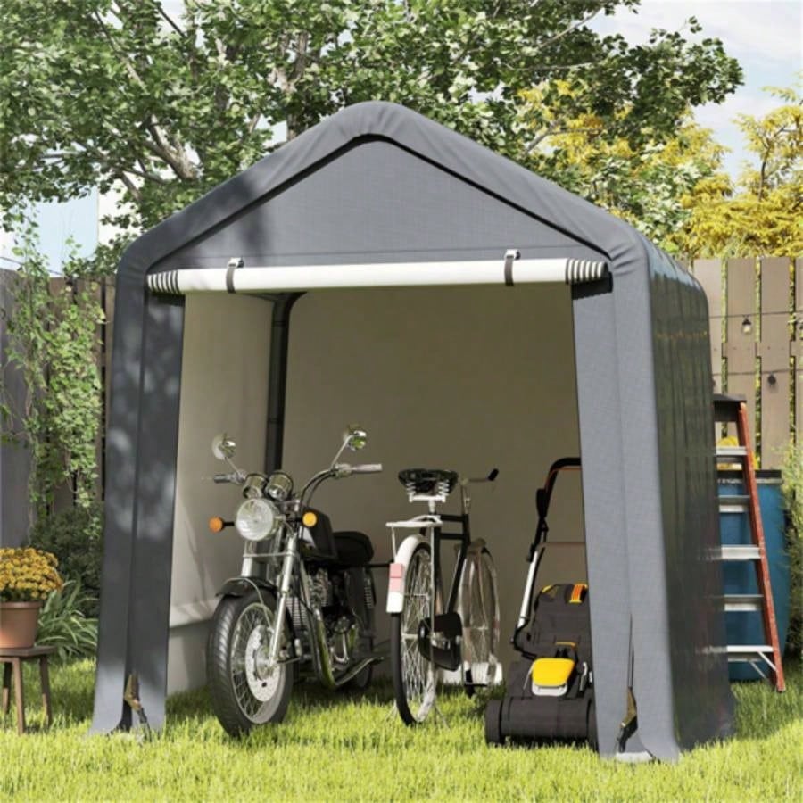 8#39; 6.5#39; Portable Motorcycle Outdoor Storage Shelter, Crafted from 180G PE