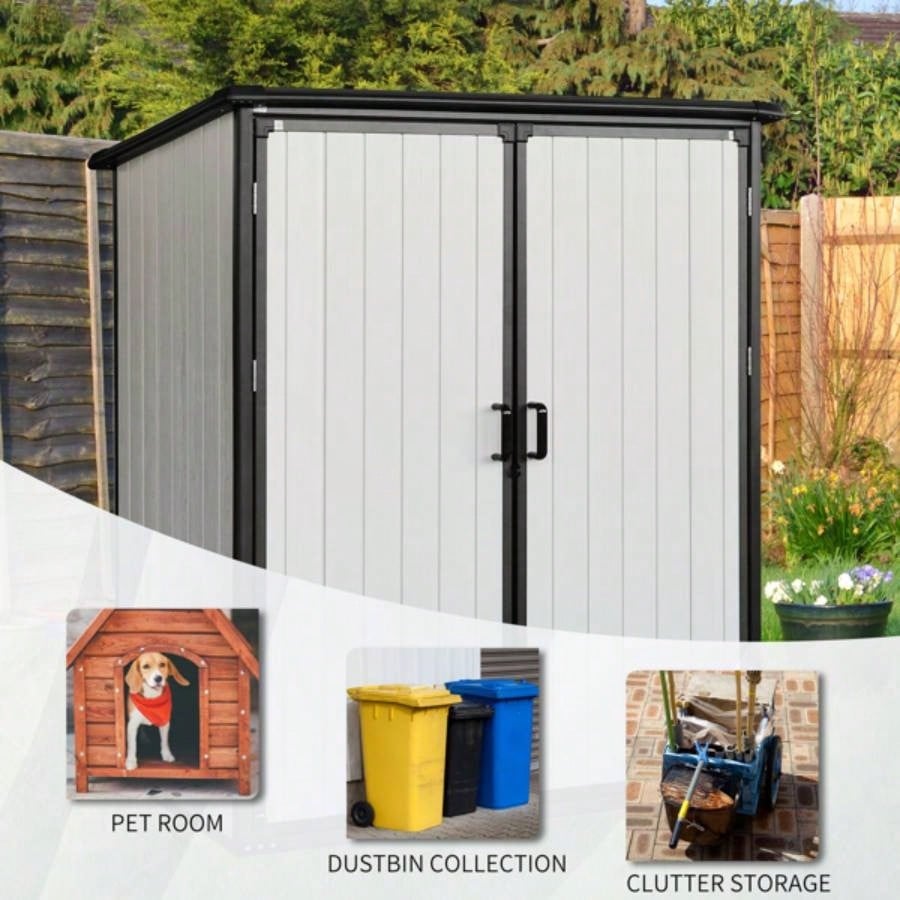 5x3FT Outdoor Storage Shed Waterproof Resin Cabinet with Lockable Doors Bikes and Patio Furniture