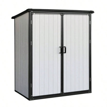 5x3FT Outdoor Storage Shed Waterproof Resin Cabinet with Lockable Doors Bikes and Patio Furniture