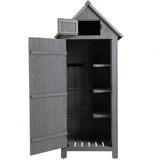 30.3L X 21.3 X 70.5H Outdoor Storage Cabinet Shed Wooden Garden Shed Gray