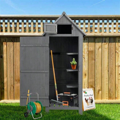 30.3L X 21.3 X 70.5H Outdoor Storage Cabinet Shed Wooden Garden Shed Gray