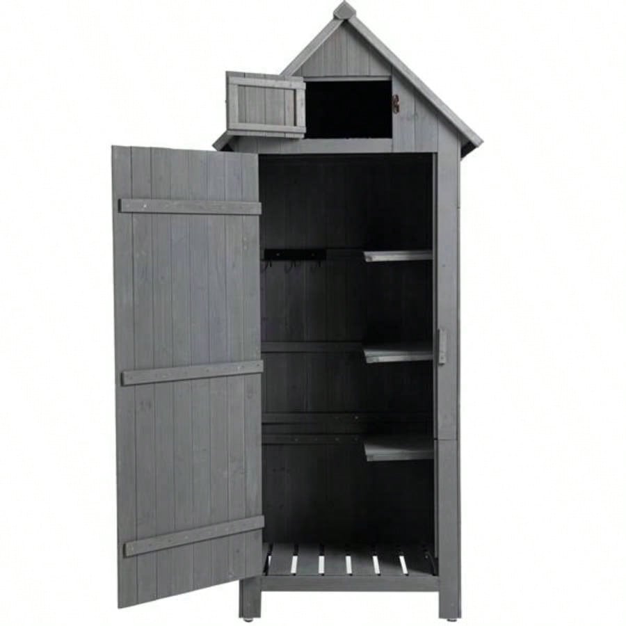 30.3L X 21.3 X 70.5H Outdoor Storage Cabinet Shed Wooden Garden Shed Gray