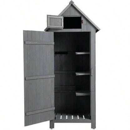 30.3L X 21.3 X 70.5H Outdoor Storage Cabinet Shed Wooden Garden Shed Gray