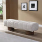 Upholstered Dining Dining Room, No - Assembly End of Bed Entryway Ottoman Bedroom Living Room, Beige Faux Fur Fabric Stool Top Wood Leg 300 LBS Weight Capacity