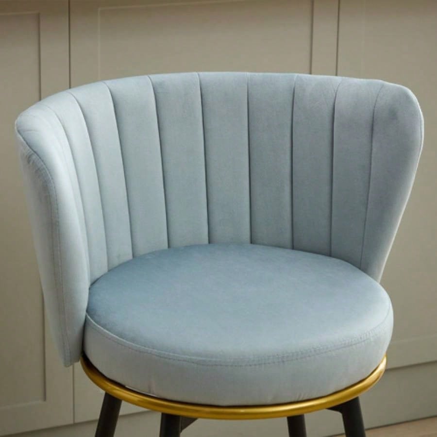 Counter Height Bar Stools Set of 2, 360 Swivel Upholstered Barstools with Backs and Metal, 26 H Height, Velvet Fabric, Goldy Footrest