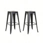 Backless Modern Light Weight Industrial Contemporary Rustic Vintage Costal Metal Bar Stools Without Back and 4 Leg Design Set of 2 30, Distressed Black
