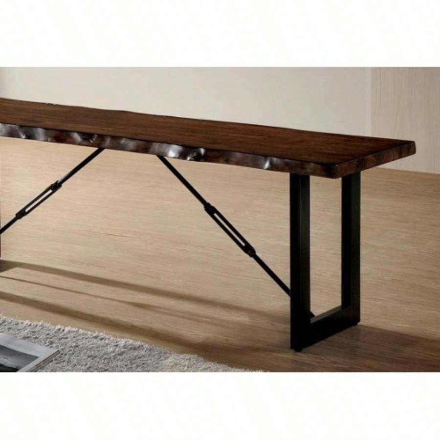 1pc Industrial Two Tone Design U - shape Metal Base Mimicking Chain Walnut And Black