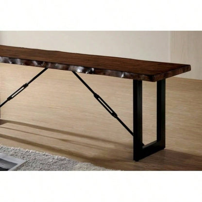 1pc Industrial Two Tone Design U - shape Metal Base Mimicking Chain Walnut And Black