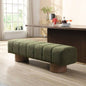 Upholstered Dining Dining Room, No - Assembly End of Bed Entryway Ottoman Bedroom Living Room, Green Boucle Fabric Stool Top Wood Leg 300 LBS Weight Capacity