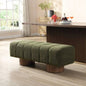 Upholstered Dining Dining Room, No - Assembly End of Bed Entryway Ottoman Bedroom Living Room, Green Boucle Fabric Stool Top Wood Leg 300 LBS Weight Capacity