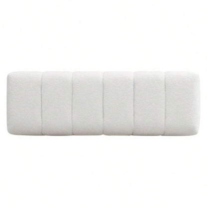 Upholstered Dining Dining Room, No - Assembly End of Bed Entryway Ottoman Bedroom Living Room, White Boucle Fabric Stool Top Wood Leg 300 LBS Weight Capacity