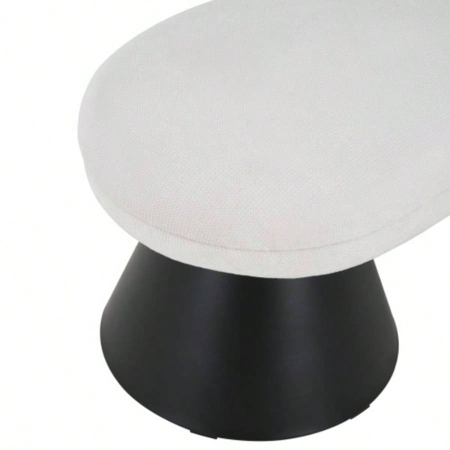 Dining Dining Room, Upholstered Bedroom End of Bed Entryway Fabric Ottoman Living Room, Beige Stool Top Black Iron Leg 300 LBS Weight Capacity