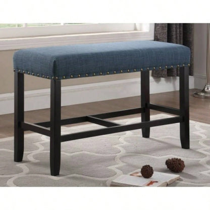 Biony Fabric Counter Height Dining with Nailhead Trim, Blue