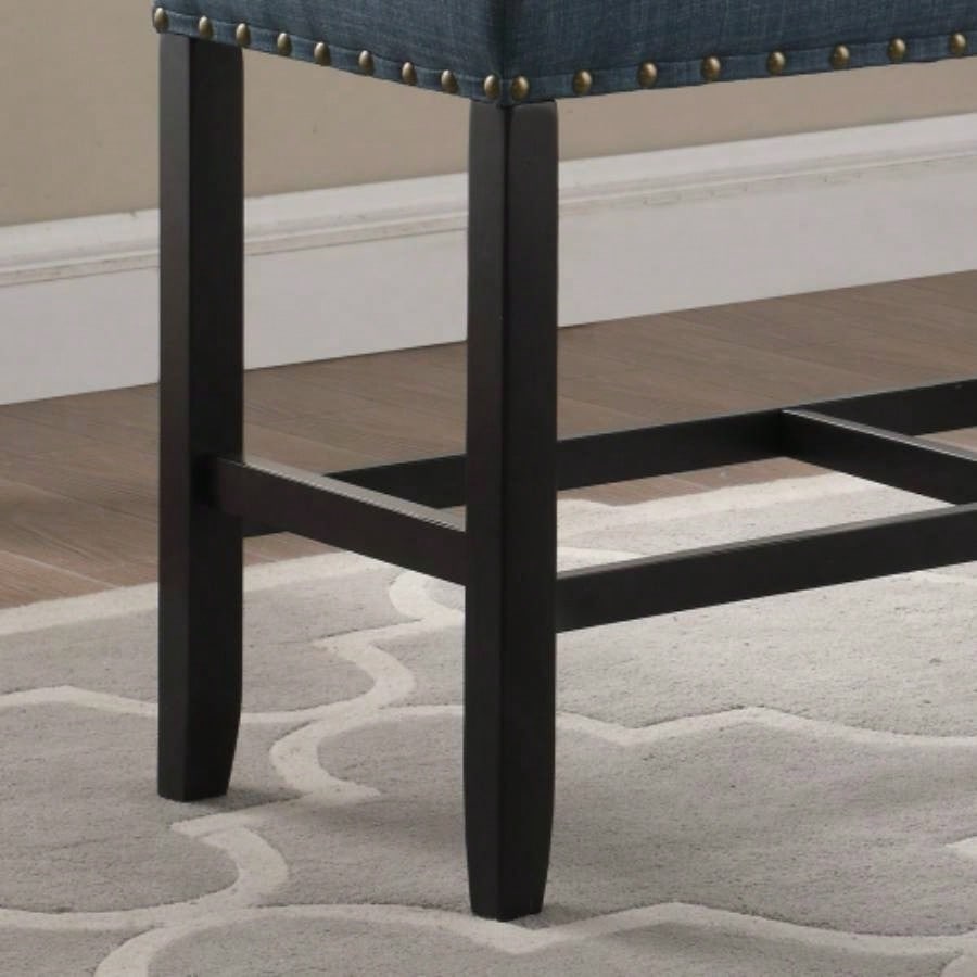 Biony Fabric Counter Height Dining with Nailhead Trim, Blue