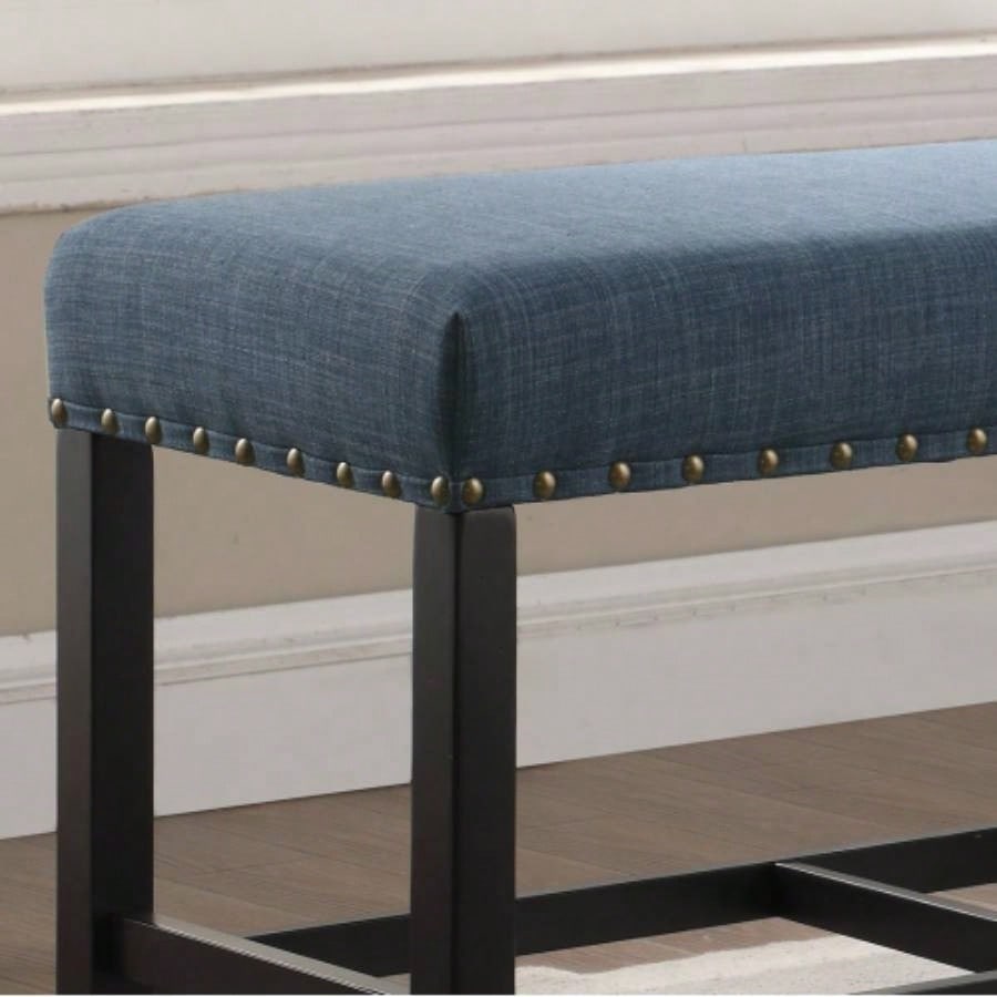 Biony Fabric Counter Height Dining with Nailhead Trim, Blue