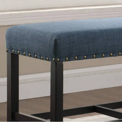 Biony Fabric Counter Height Dining with Nailhead Trim, Blue