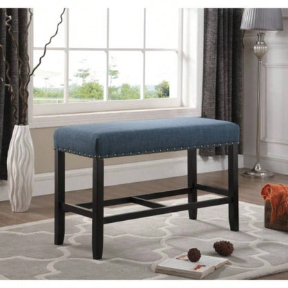 Biony Fabric Counter Height Dining with Nailhead Trim, Blue