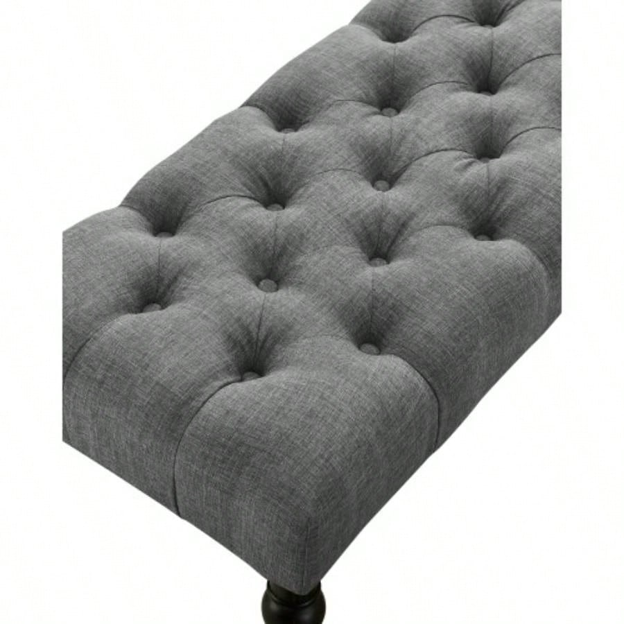 Fabric Tufted Turned Leg Dining, Gray