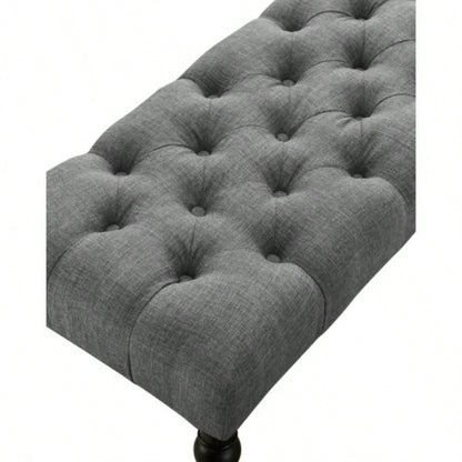 Fabric Tufted Turned Leg Dining, Gray
