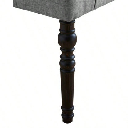 Fabric Tufted Turned Leg Dining, Gray