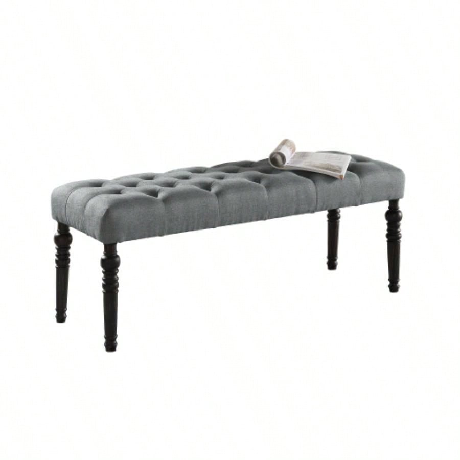 Fabric Tufted Turned Leg Dining, Gray
