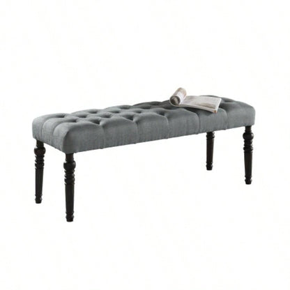 Fabric Tufted Turned Leg Dining, Gray