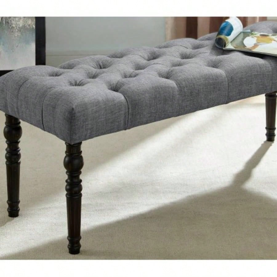 Fabric Tufted Turned Leg Dining, Gray