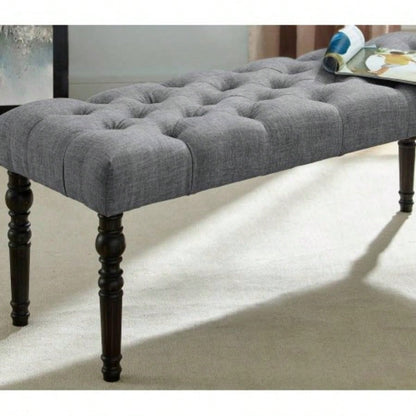 Fabric Tufted Turned Leg Dining, Gray