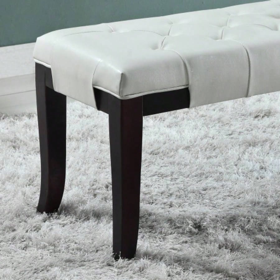 Linon Tufted, Faux Leather, White