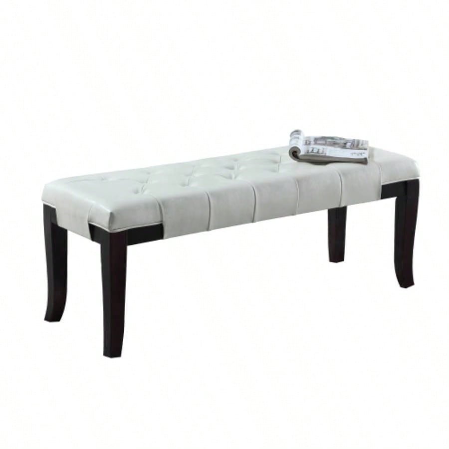 Linon Tufted, Faux Leather, White