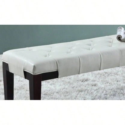 Linon Tufted, Faux Leather, White