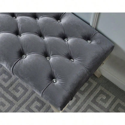 Decor Maxem Tufted Fabric Upholstered Nailhead Trim, Gray